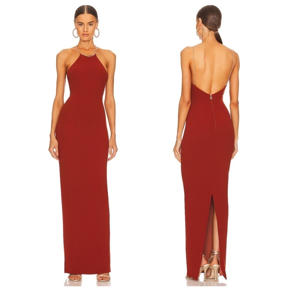 NWT Nookie Lexi Chain Maxi Gown In Rust Size Medium